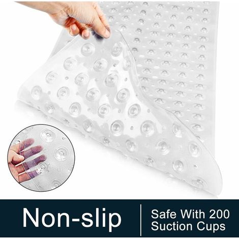 1 pièce Tapis de baignoire antidérapant, vinyle haute qualité, tapis de douche anti-moisissure avec 200 ventouses, 100 cm x 40 cm, pour salle de bain familiale et seniors