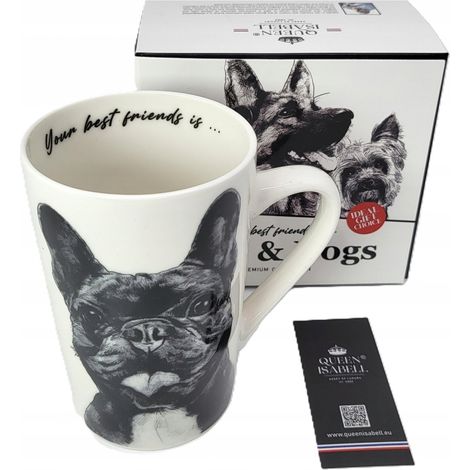 Taza grande de porcelana de 400 ml con motivo de perro como regalo. (1/5)