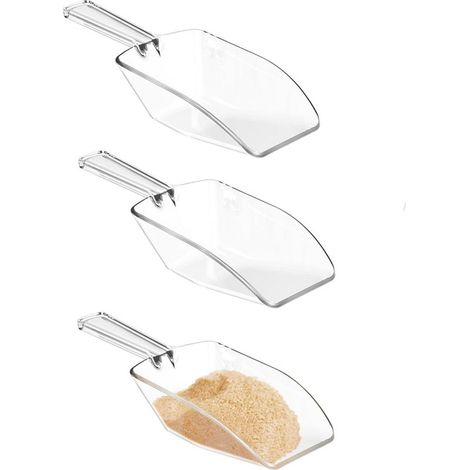 Set di 3 misurini. Misurini multifunzionali in plastica, ideali per misurare in cucina o come cucchiaio per il secchiello del ghiaccio. Impilabili per dimensione. Per misurare farina, zucchero, ecc. (1/5)