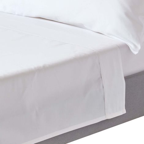 HOMESCAPES White Organic Cotton Flat Sheet 400 Thread count, Double - White