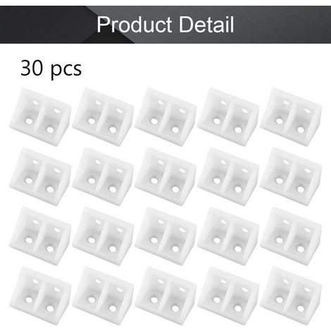 Lot de 30 équerres d'angle en plastique blanc pour étagère de placard 3,3 x 1,9 x 1,9 cm (L x l x H) (1/5)