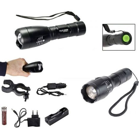 TORCIA TATTICA MILITARE LED 80000W BICI ZOOM LUCE RICARICABILE IMPERMEABILE