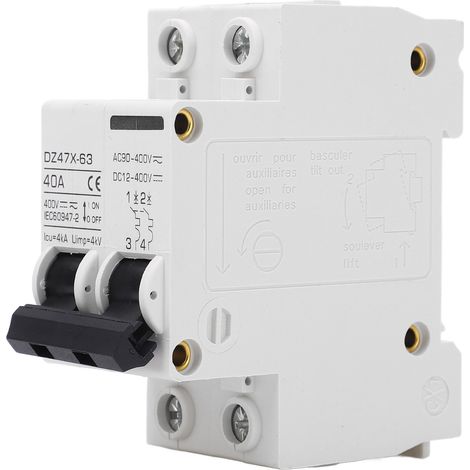 Miniatur-Zweipol-DIN-Schienen-Leistungsschalter für Photovoltaikanlagen, DC 12–400 V, AC 90–400 V, 40 A (1/5)