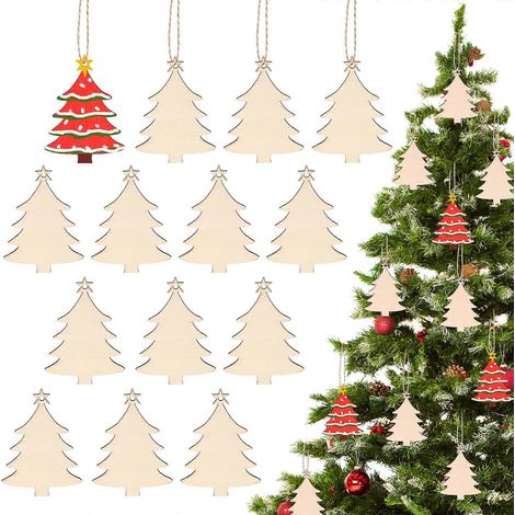 50 Stück weihnachtliche Holz-Hängeschilder, Weihnachtsbaum-Hängeschilder, Weihnachtsdekoration für Zuhause und Partys-8.7X6.4cm (1/3)