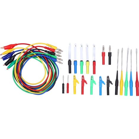 Kit de fils de test avec fiches banane, bonne conductivité, lectures rapides et précises, kit électronique professionnel pour maison et industrie. (1/5)