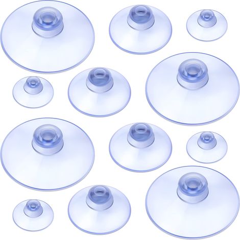 Lot de 12 ventouses en plastique sans cochet 45 mm 30 mm 20 mm pou fenête Tête champignon ond Bouton ventouse pou extéieu, cuisine, salle de bain, fenête mioi, 3 tailles