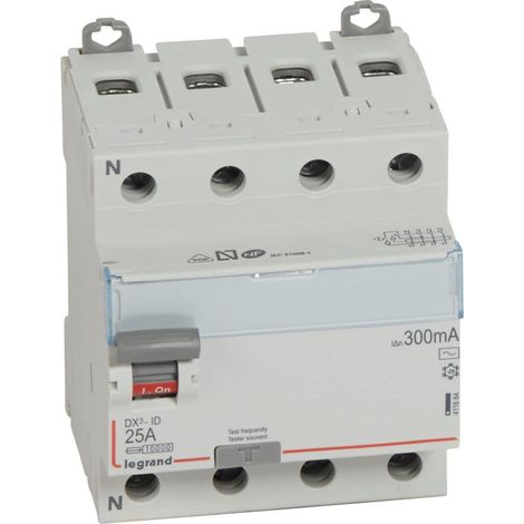 Interrupteur différentiel 4P 25A Sensibilité 300mA Classe AC DX3