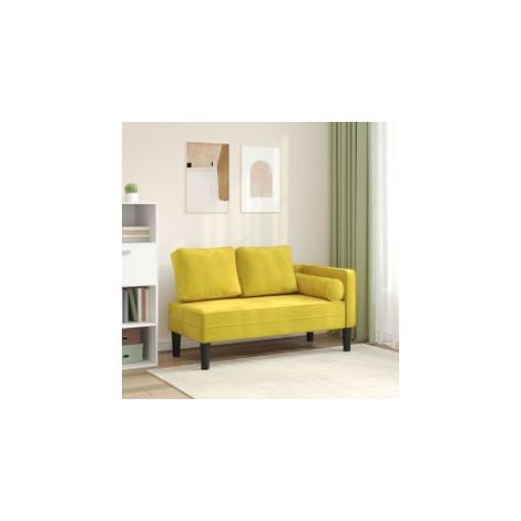 Chaise longue avec coussins jaune velours (1/5)