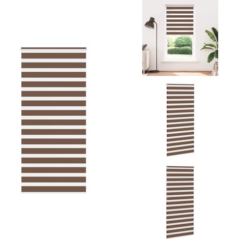 Store zèbre marron 110x200cm largeur du tissu 105,9cm polyester - Store Zébré - Stores Zébrés - Store À Enrouleur Zébré - Double Store À Enrouleur (1/5)