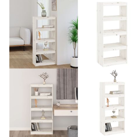 Bibliothèque/Séparateur de pièce Blanc 60x30x135,5cm Pin massif - Bibliothèque - Meuble De Rangement - Étagère - Séparateur De Pièce - Bibliothèque Blanche - Home & Living (1/5)