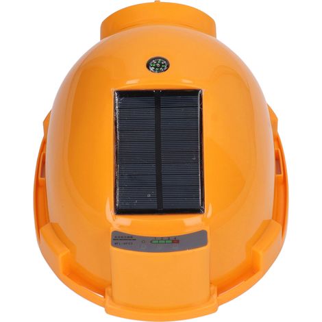 Casque de sécurité solaire avec lampe frontale LED jaune brillante, étanche, ventilateur solaire longue durée et protection contre la pluie, idéal pour l'été. (1/5)