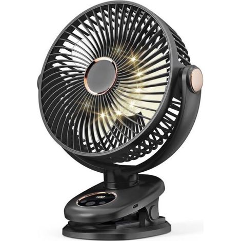 1 Clip-Ventilator, 90° oszillierend, 20 cm, wiederaufladbar, 5 Geschwindigkeitsstufen, für Büro, Golfwagen, Golfplatz, Outdoor (1/5)