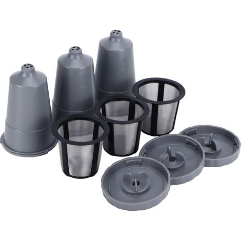 Ensemble de 3 capsules de café rechargeables, filtres à café réutilisables, goupillon et cuillère, compatibles avec les machines Keurig. (1/5)