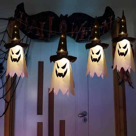 Décoration d'Halloween - ZGEER - Fantôme Lumineux Suspendu - LED Clignotant - Multicolore - 45 cm Multico DECORATION DE FETE MURALE (1/4)