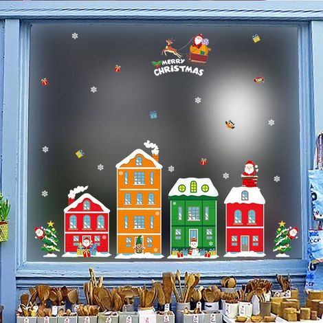Stickers muraux Maison de Noël, stickers pour fenêtres, décoration intérieure, autocollant mural (1/5)