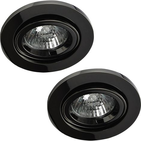 Litecraft Recessed Downlight Fire Rated Tiltable Spotlight Black Chrome - 2 Pack (1/5)