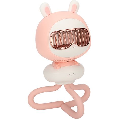 USB-Kinderwagenventilator, klingenlos, Mini-Tragbarer Ventilator mit 4 Geschwindigkeitsstufen, Outdoor-Campingventilator mit Hasenmuster. (1/4)