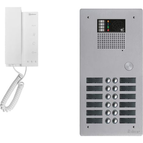 Kit interphone collectif avec 12 combinés – Platine en aluminium – Montage encastré – Communication sécurisée pour bâtiments – Golmar (1/2)