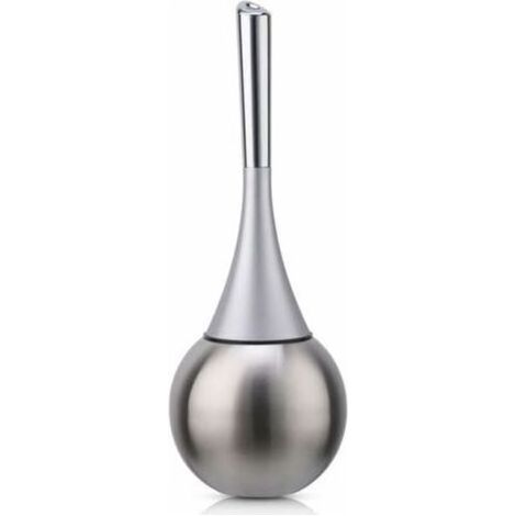 Porte-brosse WC autoportant en acier inoxydable finition brossée polie ensemble WC salles de bains (brosse incluse)-argent (1/5)