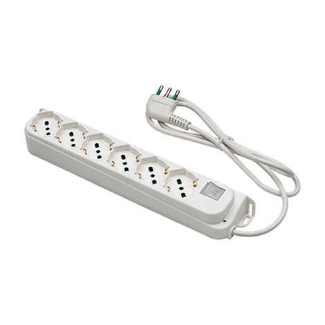 MULTIPRESA BIPASSO SCHUKO + INT.LUM RETAIL FME - BIANCO POSTI 6 2P+T 16A n°XMMQ 3X10 MT 15- 2 pezzi