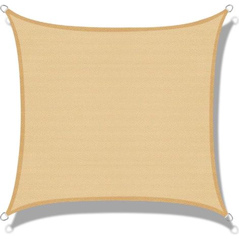 Rechteckiges Sonnensegel aus HDPE, 3,5 x 5 m, sandfarben, UV-Schutz, für Terrasse, Camping, Garten (1/5)