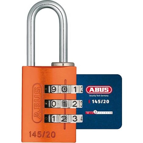 Cadenas à combinaison - ABUS - 145/20 - 3 chiffres - Aluminium orange - Sans clé