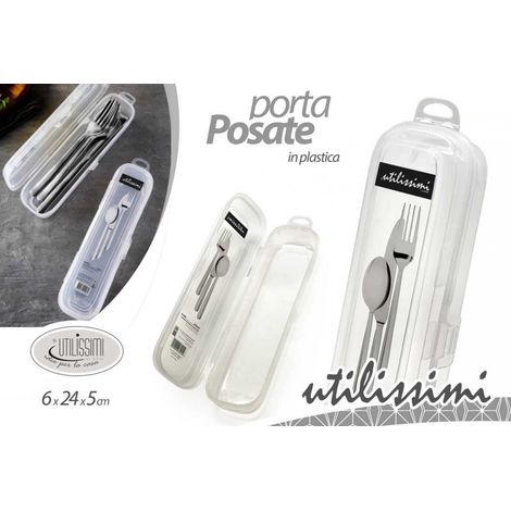 Contenitore Astuccio Portaposate in Plastica Trasparente 24 x 6 x 5 cm (1/2)