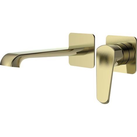 Voda Brenta Wall Mounted Basin Mixer - Brushed Brass