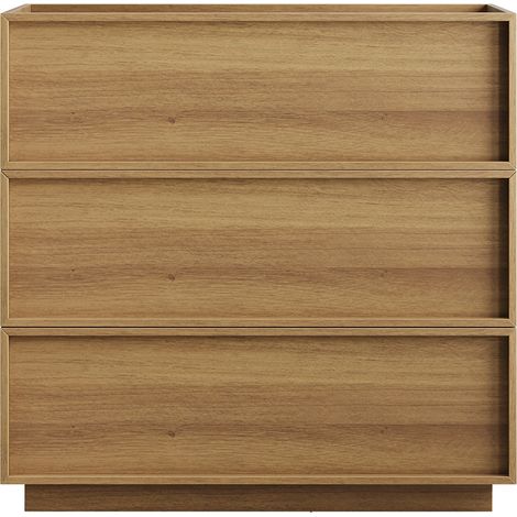 CAIziCommode à trois tiroirs, armoire moderne, meuble de rangement en bois, coiffeuse, adaptée au salon, à la chambre et au couloir, couleur chêne