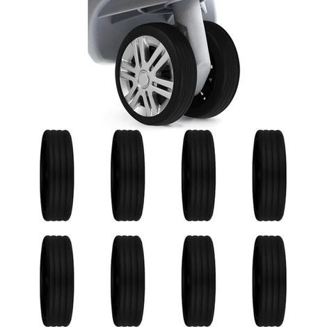 Ulisem 8-Piece Rolling Corner Protectors and Wheel Protectors, Silicone Luggage Wheel Covers, Suitcase Wheel Covers, Noise and Vibration Reduction, Black (1/4)