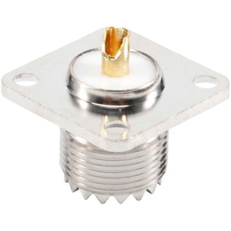 Connecteur coaxial femelle UHF SO-239, de forme carrée, soudable, pour radioamateur. (1/5)