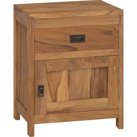 Table de chevet - Bout de Canapé Armoire De Rangement Teck massif 40 x 30 x 50 cm BV725564 - BonneVie (1/5)