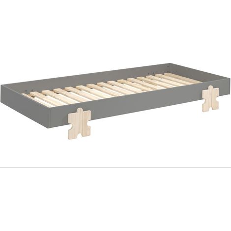 Lit 90x200 pin massif gris et bois clair Valentino (1/2)