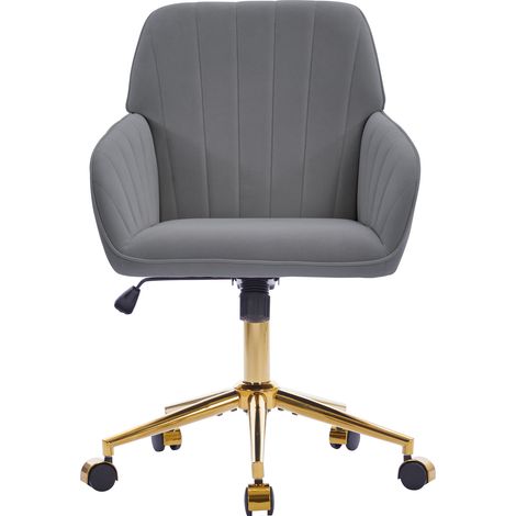 Silla de oficina ergonómica giratoria ajustable en altura gris de terciopelo (1/5)
