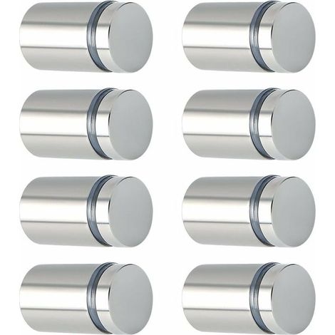 Lot de 8 entretoises en acier inoxydable pour plaques de verre – Finition brossée – 25 x 19 mm – Installation facile avec vis fournies - EQS5019-8P