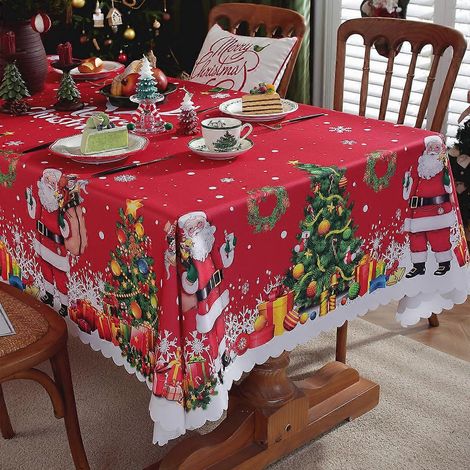 Nappe de Noël neuve, impression numérique 3D, rectangulaire, motif bonhomme de neige rouge, imperméable, 11150 x 150 mm, 350 g (1/5)