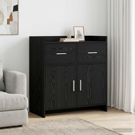 vidaXL Credenza Rovere Nero 75 x 36 x 80 cm Legno ingegnerizzato (1/5)