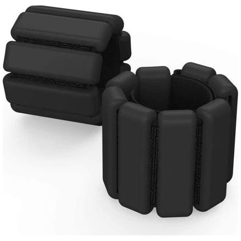 Lot de 2 poids réglables pour poignets et chevilles, pour exercices, marche, jogging, yoga, aérobic, Pilates, fitness (noir) (1/5)
