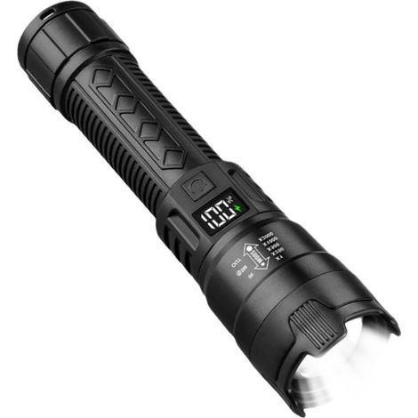 Lampe de poche LED puissante avec zoom puissant Lampe de poche à longue portée pour alpinisme, pêche, travail en plein air, camping, randonnée (1/5)