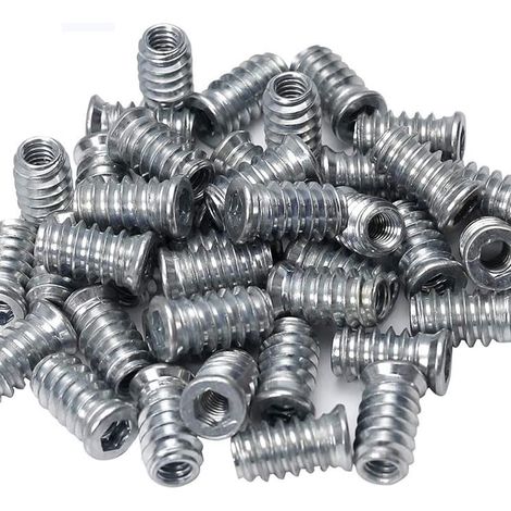 M6 Inserts d'écrou, 30pcs Insert fileté Bois, Insert Bois, Écrou Hexagonal filetéalliagezinc, Douille hexagonale à Visser, Tête pour Meubles en Bois, Insert Fileté Bois Ecrou Hexagonal (1/4)
