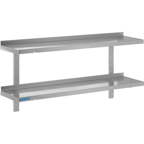 Étagère Murale - Inox - 800x400x750mm - 2 Niveaux - Réglable - Saro