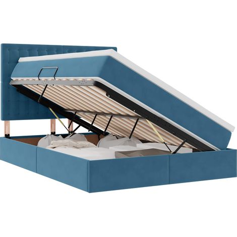 Maison Exclusive - LED-Speicherbett mit Matratze Dunkelblau 140 x