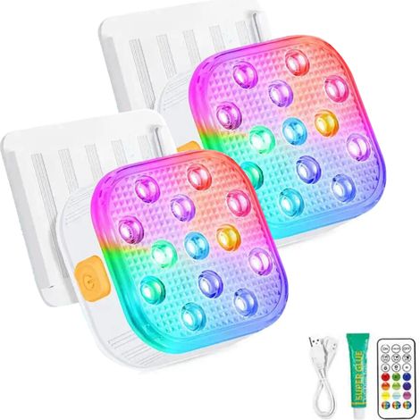 Ortviai Lampe LED étanche IP68 pour piscine, baignoire et fontaine – 16 couleurs, 6 modes dynamiques, télécommande, minuterie 2/4/6 h (1/4)