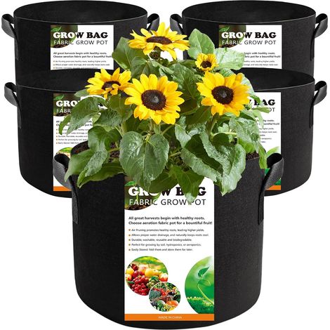 Filiyano-Pots de culture – Pots d'intérieur – Lot de 5 sacs de culture épais de 38 litres (10 gallons) – Sacs de culture ventilés en tissu non tissé (1/5)