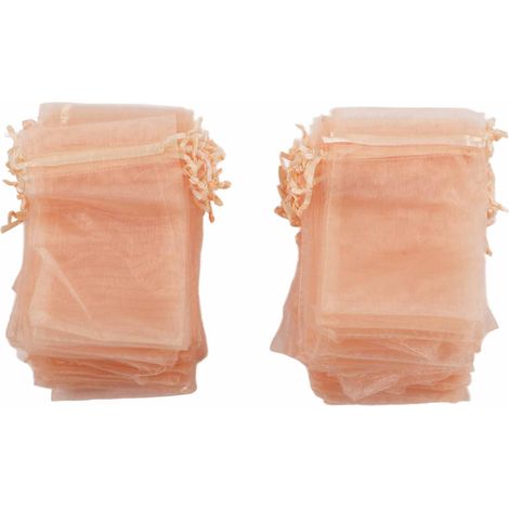 100 Sacs Organza 10x15cm Transparents avec Cordon pour Bijoux, Mariage, Cadeaux - Rose Doré (1/5)