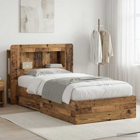 Cadre de lit avec rangement 80 x 200 cm en bois d’ingénierie, couleur bois ancien - PANGIVO (1/5)