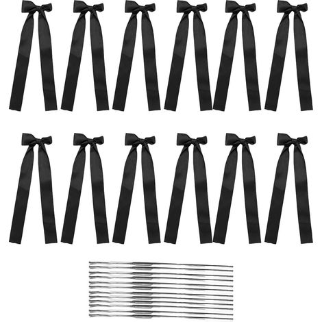 Lot de 12 nœuds décoratifs pour chandeliers, 33 cm, grande coquette, autocollants, pour centre de table de mariage, enterrement de vie de jeune fille, fête, noir (1/5)