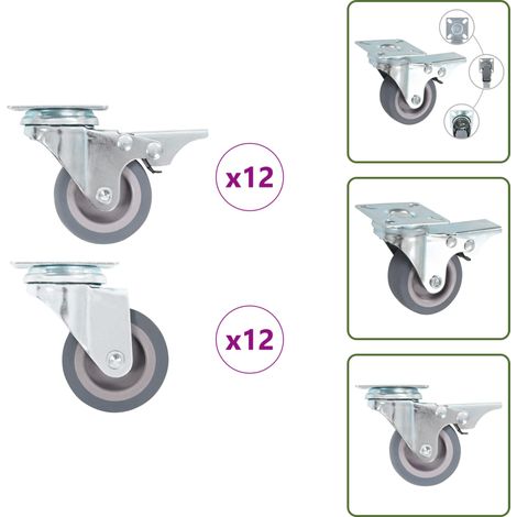 24 pcs Roulettes pivotantes 50 mm - Roulette Pivotante - Roulettes Pivotantes - Roulette De Chariot - Roulettes De Chariot (1/5)