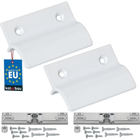 KOTARBAU® Lot de 2 Poignée Porte Fenetre avec Loqueteau - Aluminium - Blanc - Poignee de Baie Vitree Coulissante - Poignée de Porte de Terrasse avec Entretoise et Loqueteau (1/4)