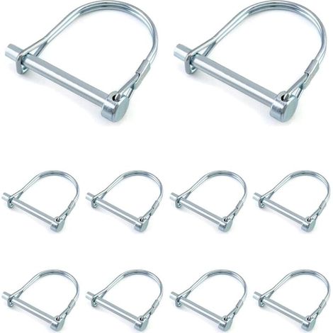10 spille di sicurezza a forma di D in acciaio al carbonio zincato per prati e rimorchi – 6 x 50 mm (1/5)